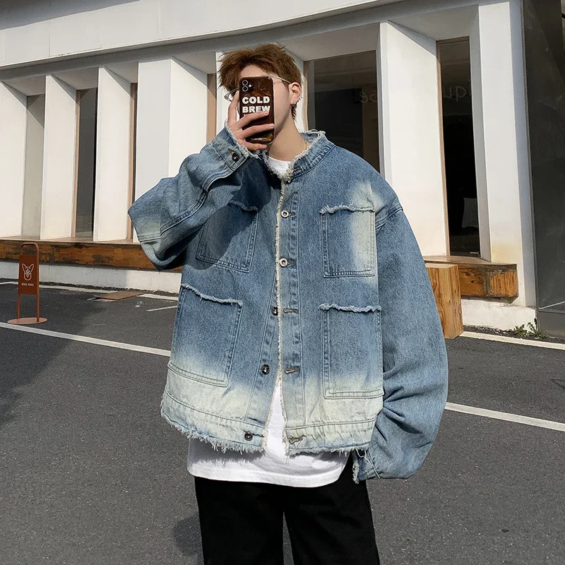 American Retro Hip Pop Raw Edg - Street Fashion Jacket Men recension och pris