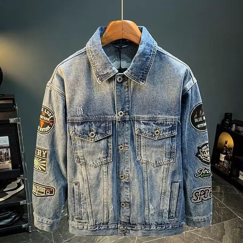 Men High Street Embroidery Pat - Street Fashion Jacket Men recension och pris
