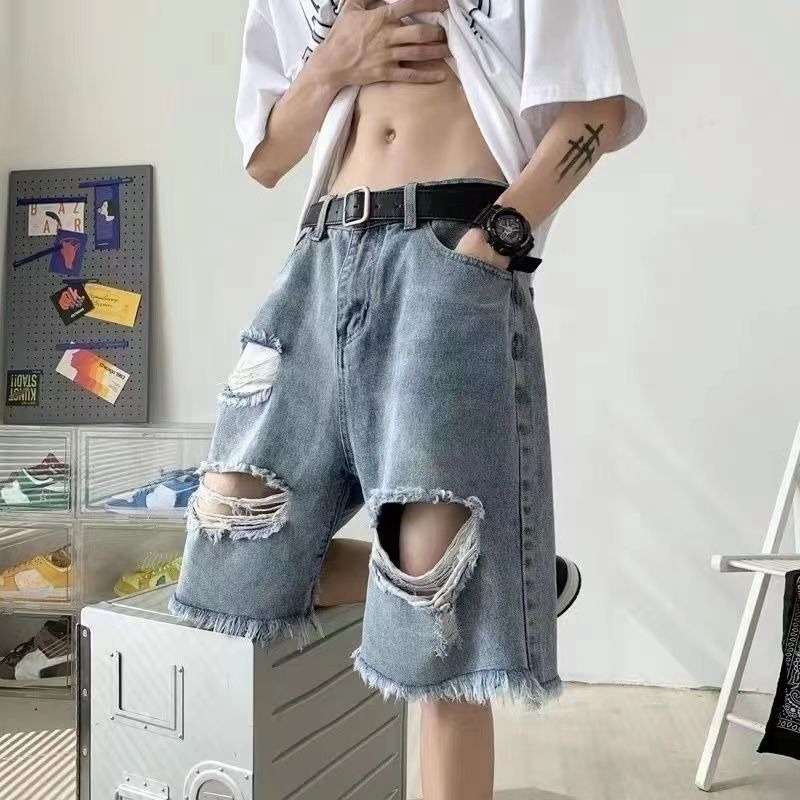 Edgy Cool Men's Ripped Denim S - Street Fashion Hong Kong recension och pris