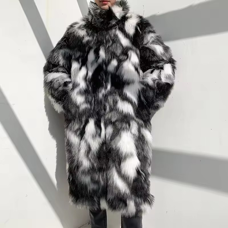 Winter Hip Hop Long Faux Fur C - Street Fashion Jacket Men recension och pris