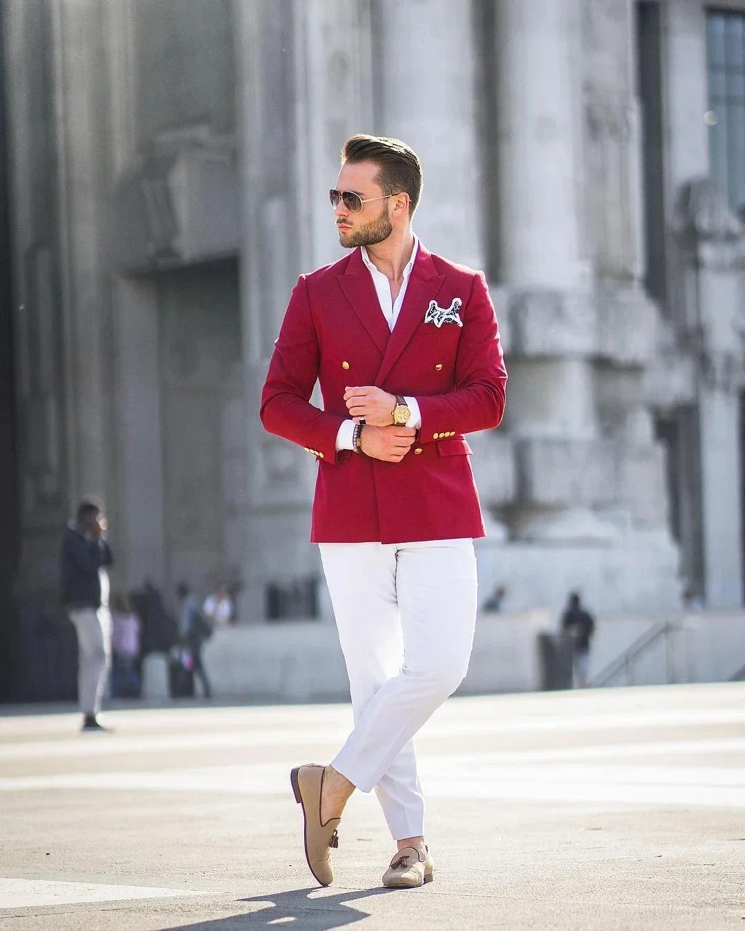 Red Jacket White Pant Double B - Street Fashion Jacket Men recension och pris