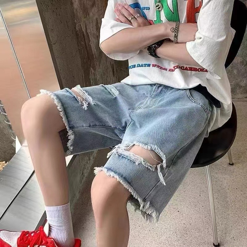Summer Men's Denim Shorts Retr - Street Fashion Hong Kong recension och pris