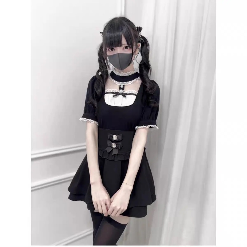 Gothic Sweet Ruffle Lace Plaid - Street Fashion China Girl recension och pris